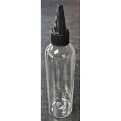 Empty PET Plastic Boston Bottle with pointed twist off cap 120ml